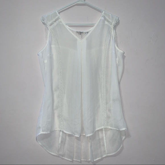🧡3/$30 Sioni White Sleeveless Sheet Top in Large - Picture 1 of 7